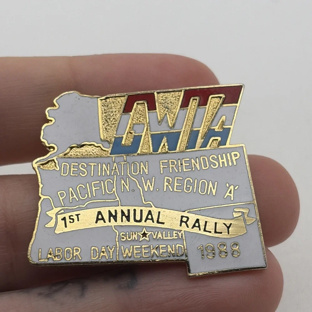 1988 GWTA Motorcycle Rally Destination Friendship Alaska Lapel Hat Pin